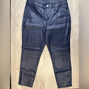 Express Navy Blue Faux Leather Skinny Jeans